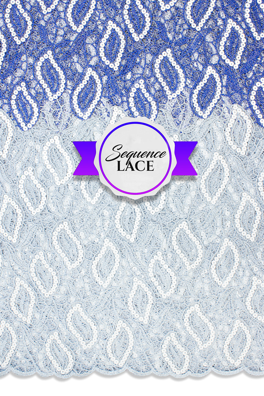 Sequence Lace - SEQ011 - Royal Blue & Silver