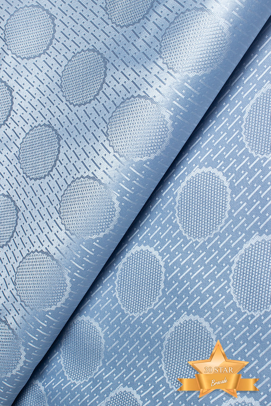 30 Star Brocade in Ash Blue - STB005 – Hilton Textiles - London