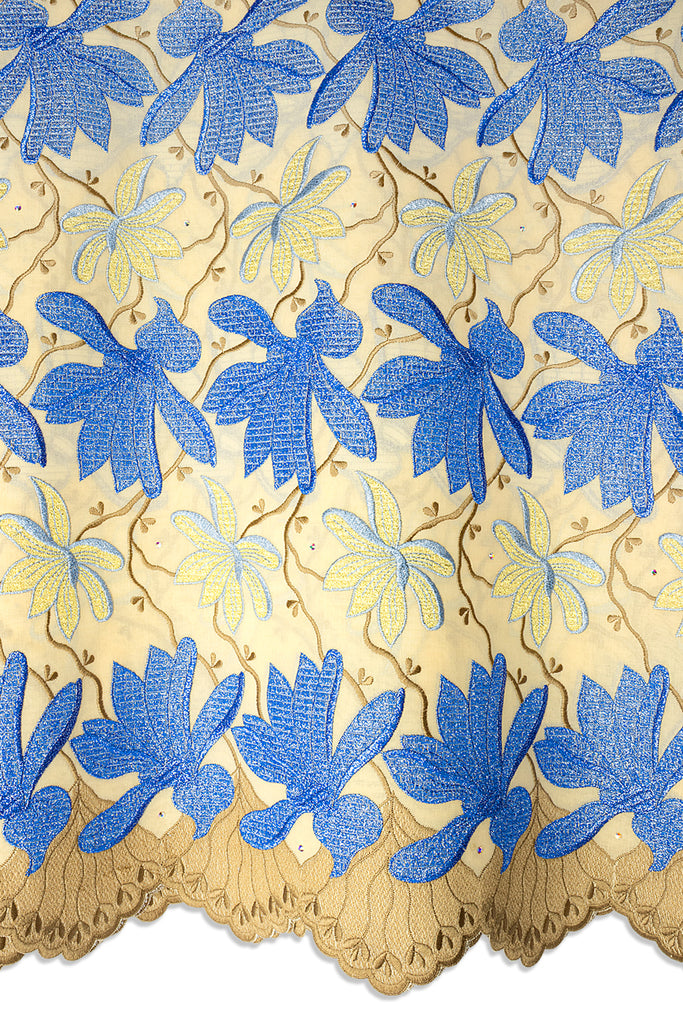 FSL790 - Stunning Fine Swiss Lace - Gold & Sky Blue