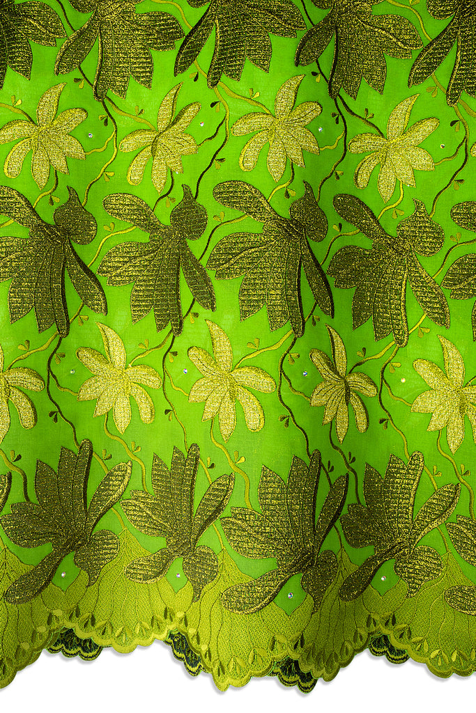 FSL791 - Stunning Fine Swiss Lace - Lime Green & Gold