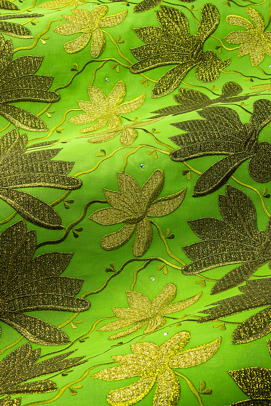 FSL781 - Stunning Fine Swiss Lace - Lime Green & Gold