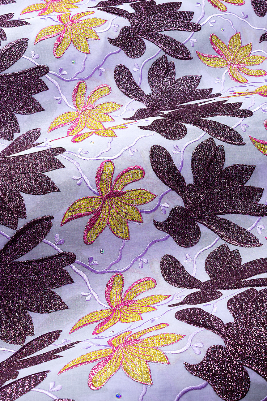 FSL781 - Stunning Fine Swiss Lace - Lilac, Lavender & Gold