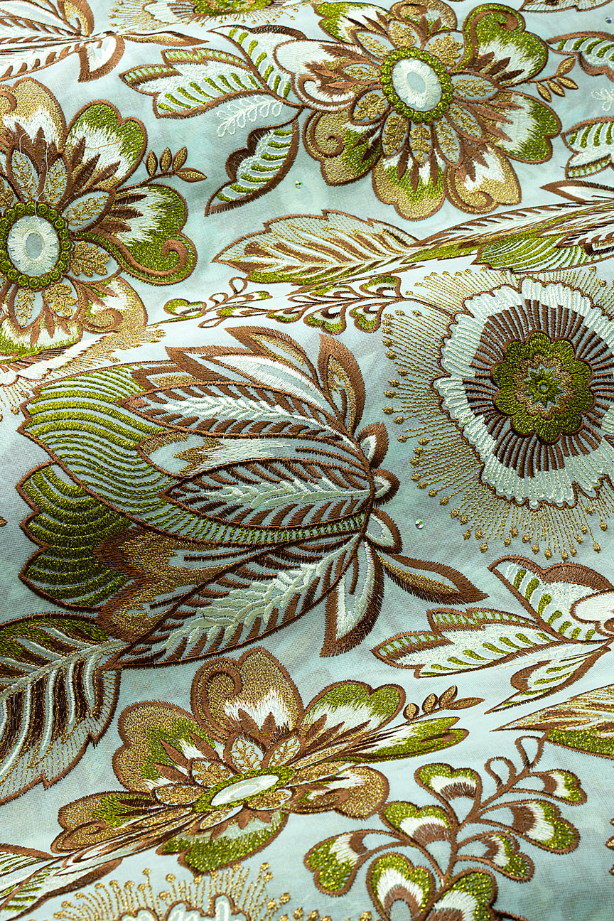 FSL780 - Stunning Fine Swiss Lace - Mint & Gold