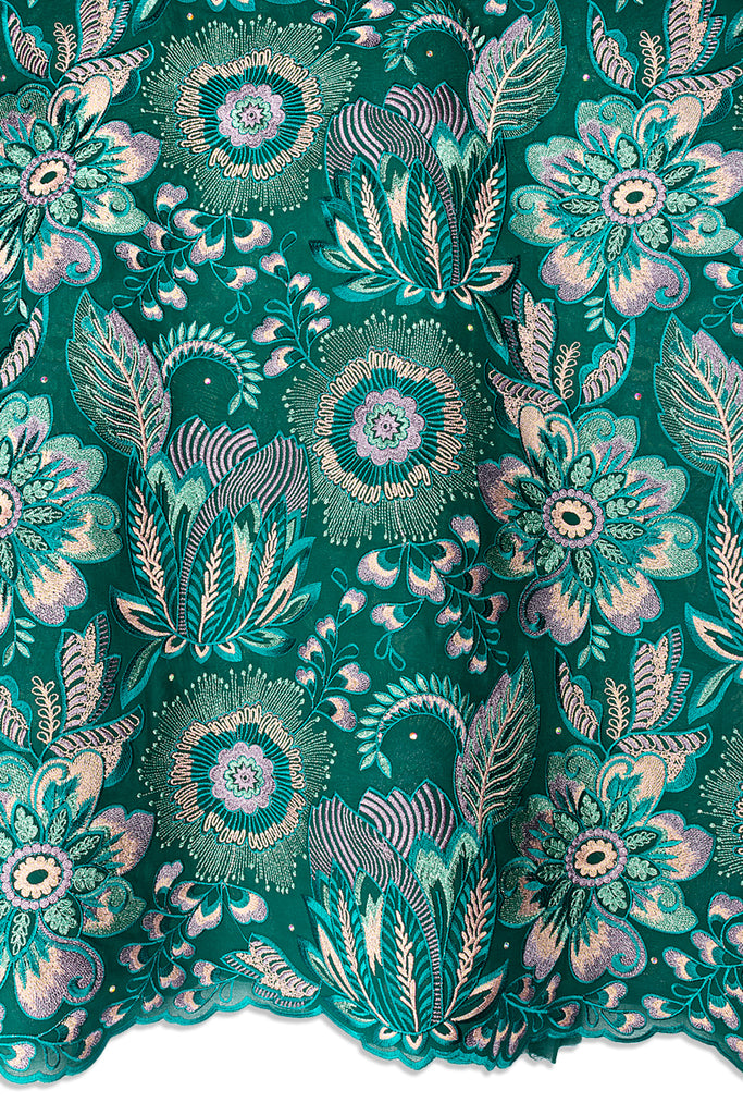 FSL783 - Stunning Fine Swiss Lace - Turqouise & Lilac
