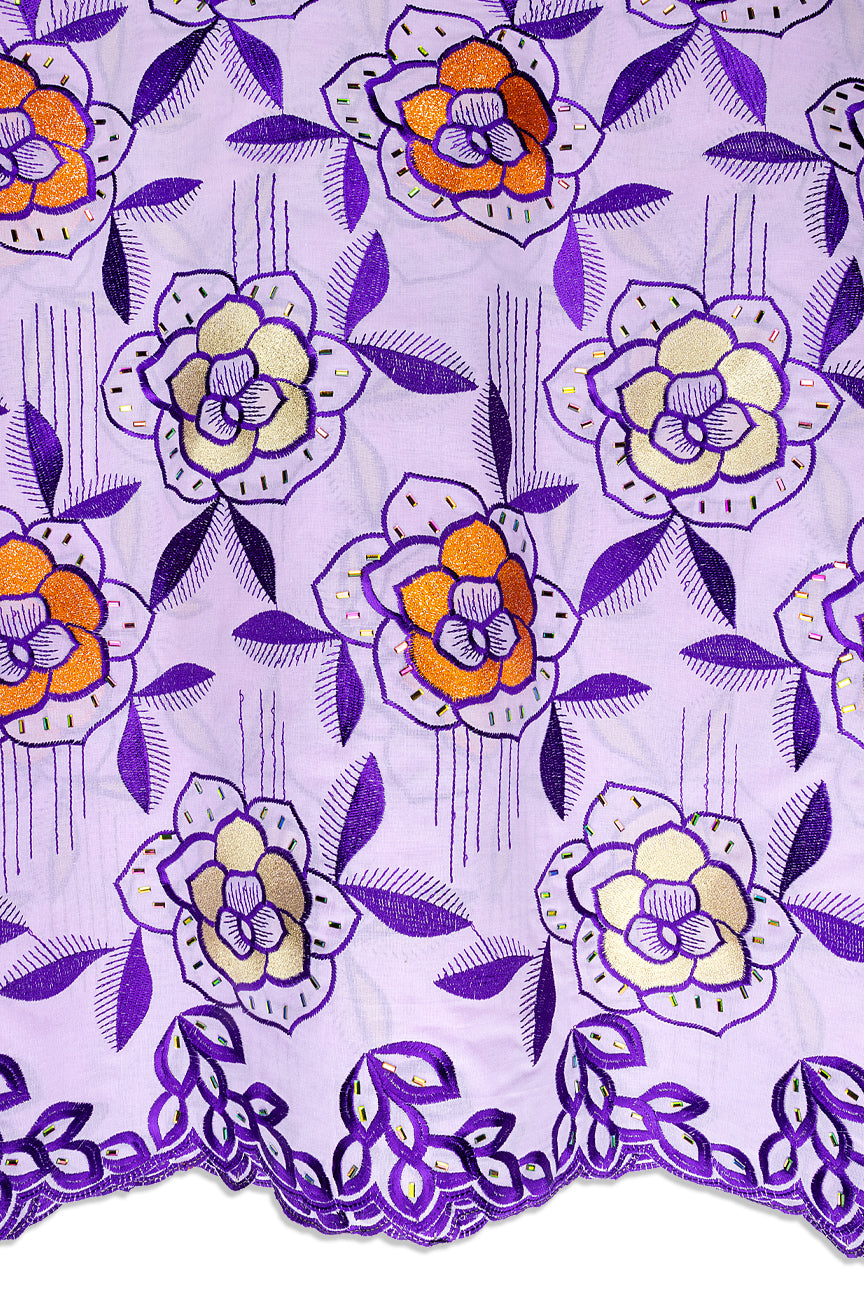 Beaded Voile Lace - BVL001 - Purple & Gold
