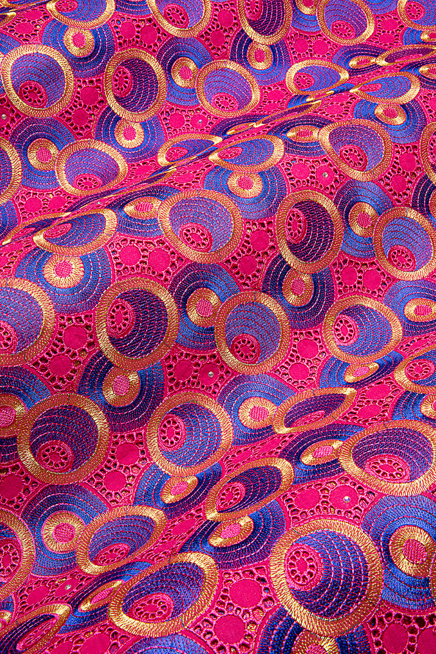 Celebrant Swiss Voile Lace - SWC0110 - Pink, Blue & Gold