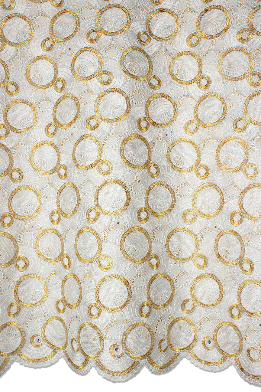 Celebrant Swiss Voile Lace - SWC0112 - White & Gold