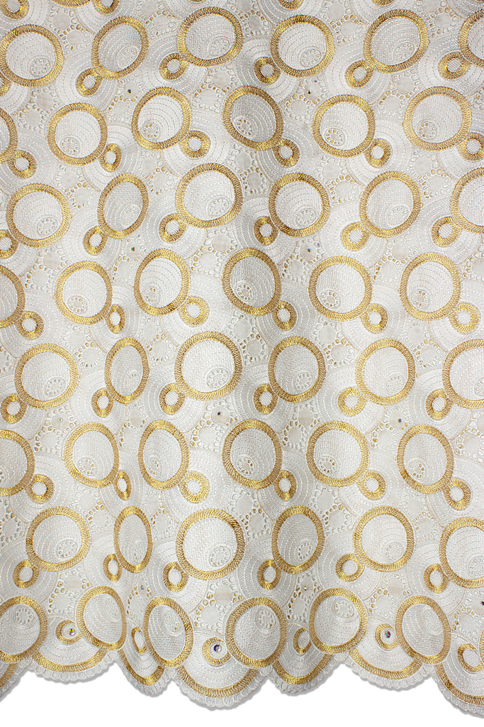 Celebrant Swiss Voile Lace - SWC0112 - White & Gold
