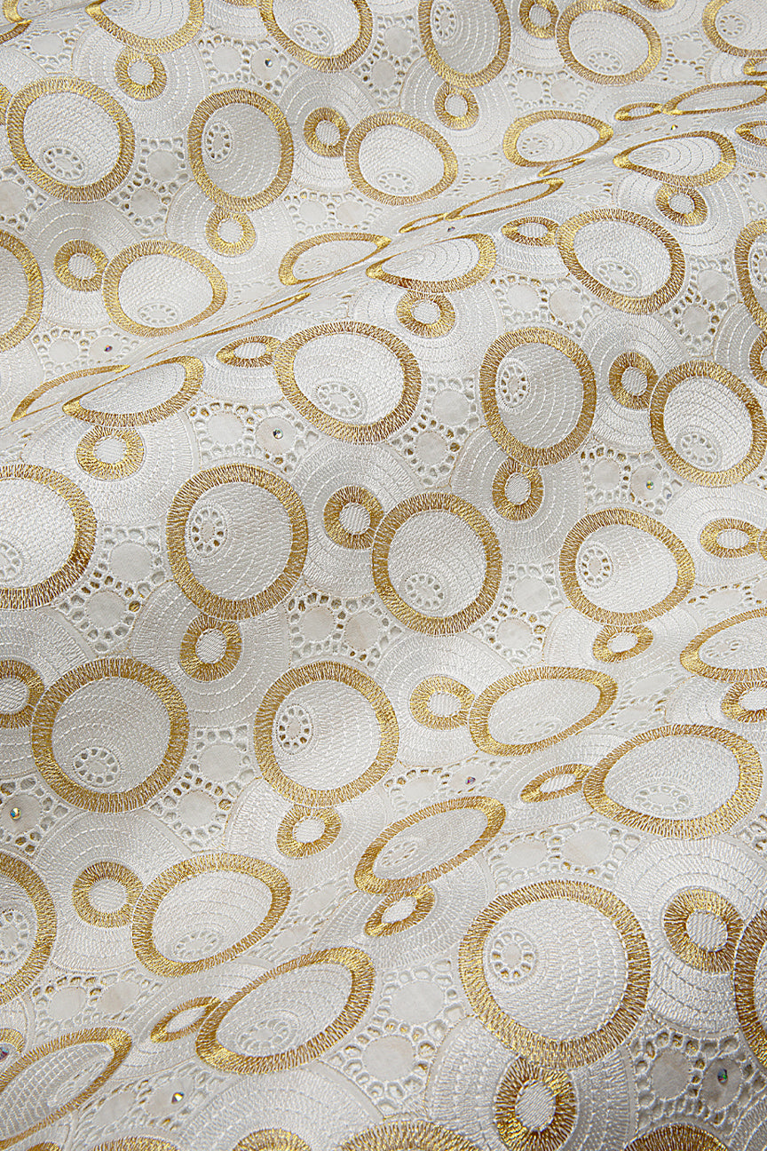 Celebrant Swiss Voile Lace - SWC0112 - White & Gold