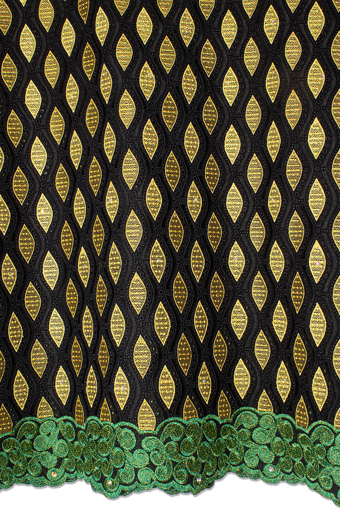 Celebrant Swiss Voile Lace - SWC0101 - Black, Gold & Emerald Green