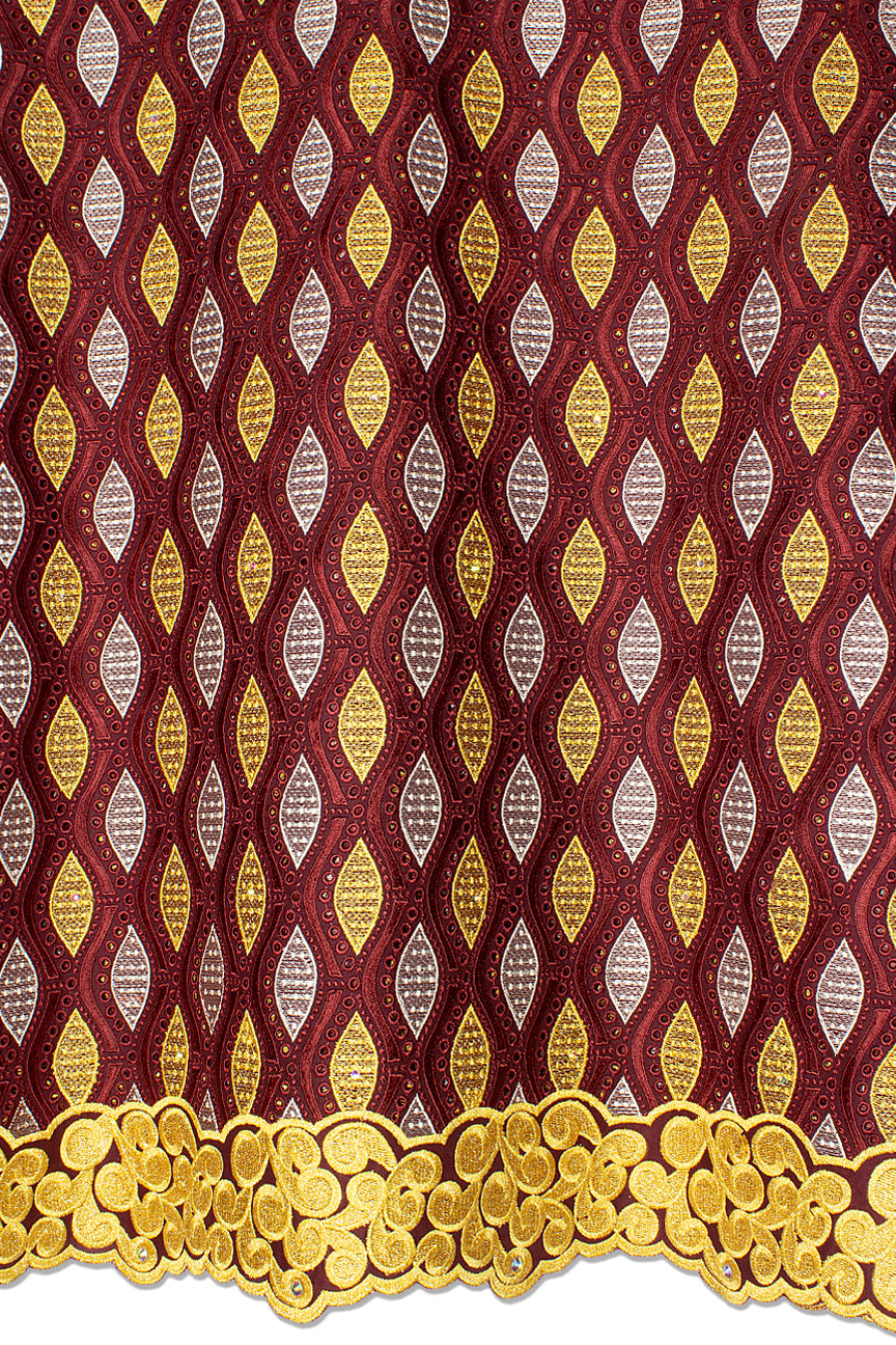 Celebrant Swiss Voile Lace - SWC0102 - Royal Red, Gold & White