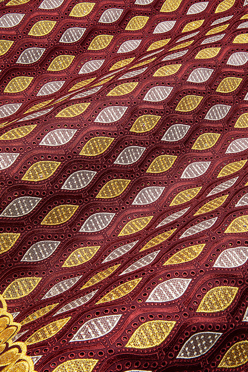 Celebrant Swiss Voile Lace - SWC0102 - Royal Red, Gold & White