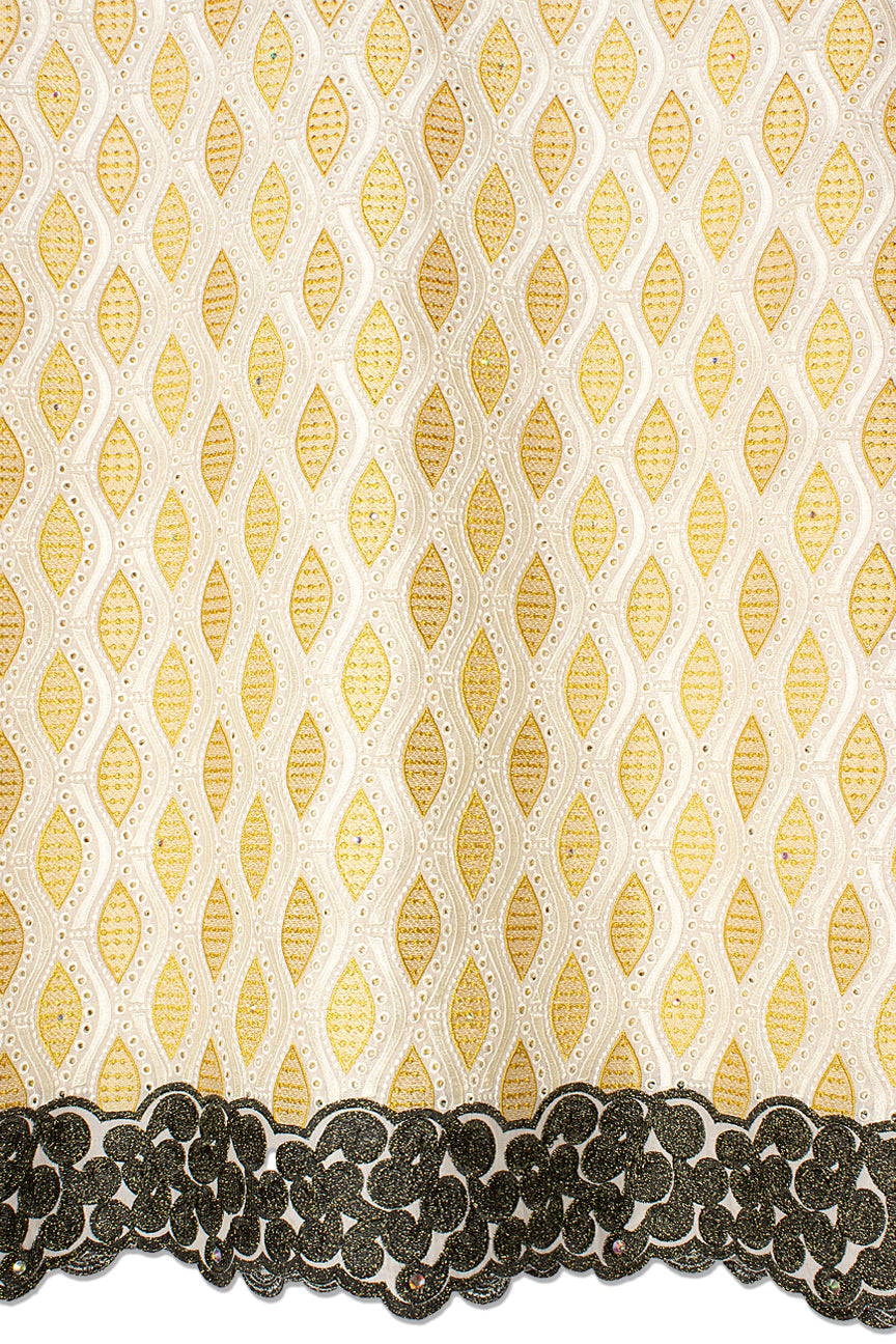 Celebrant Swiss Voile Lace - SWC0105 - White, Gold & Black