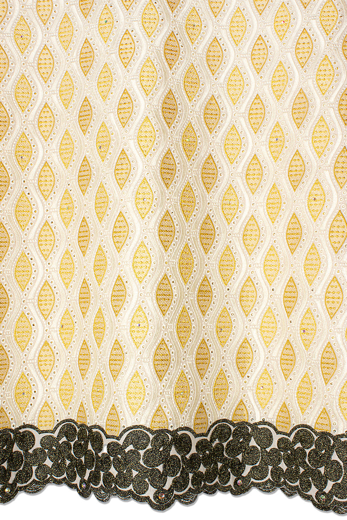 Celebrant Swiss Voile Lace - SWC0105 - White, Gold & Black