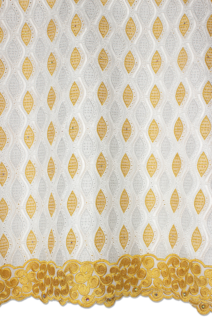Celebrant Swiss Voile Lace - SWC0106 - White & Gold
