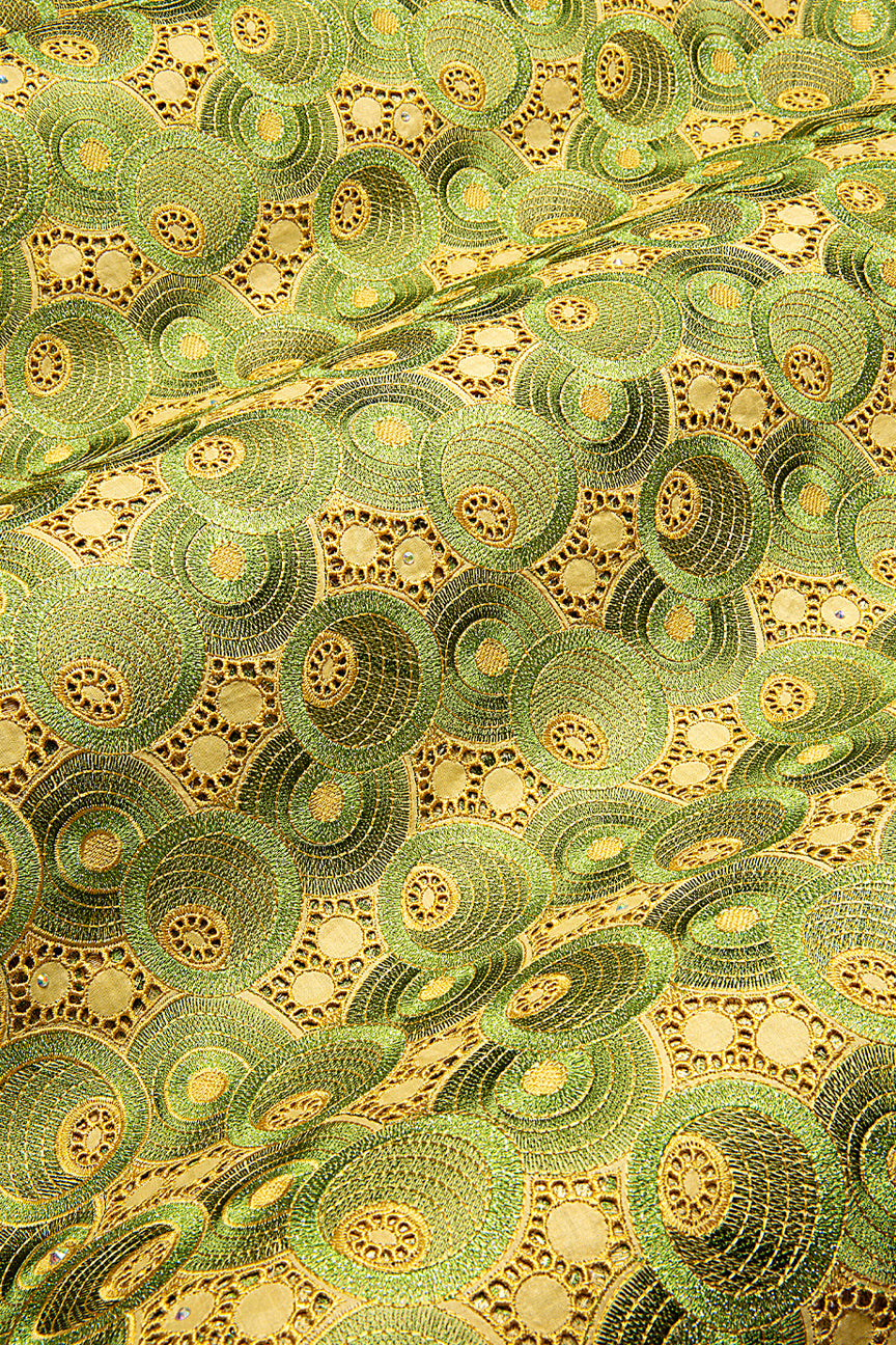 Celebrant Swiss Voile Lace - SWC0108 - Gold & Green