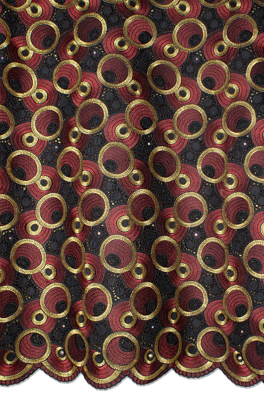 Celebrant Swiss Voile Lace - SWC0109 - Black, Red & Gold