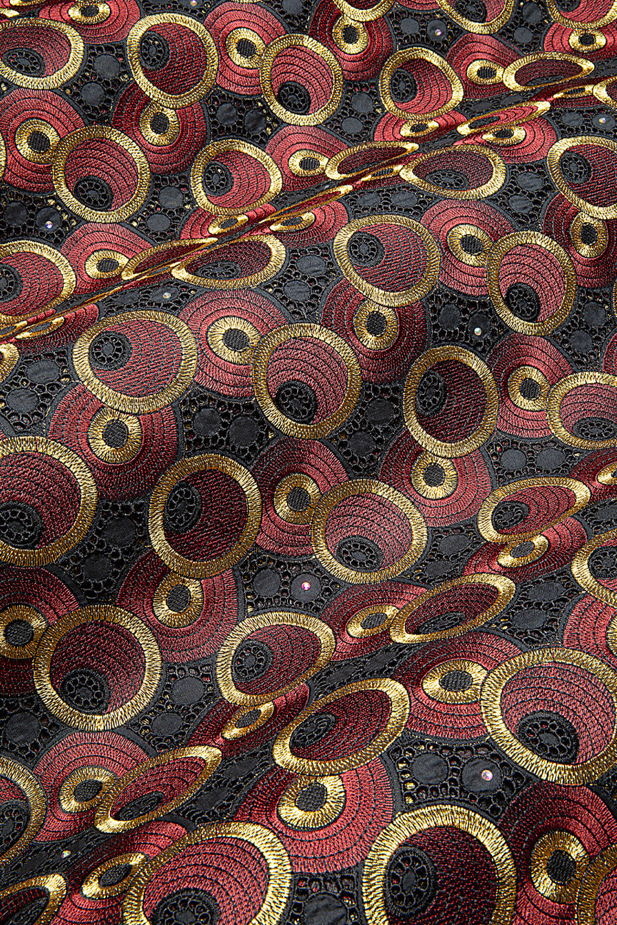 Celebrant Swiss Voile Lace - SWC0109 - Black, Red & Gold