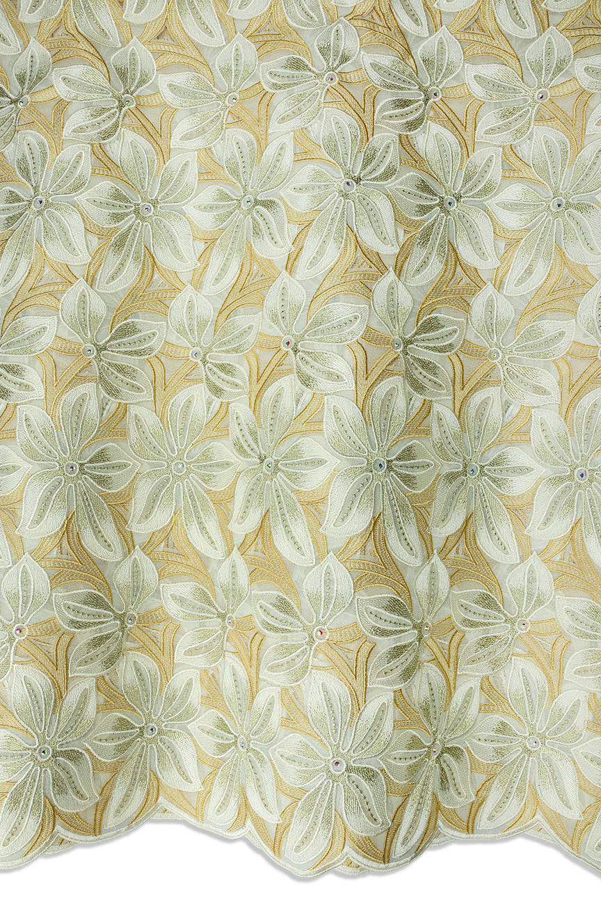 Celebrant Swiss Voile Lace - SWC091 - Cream & Gold