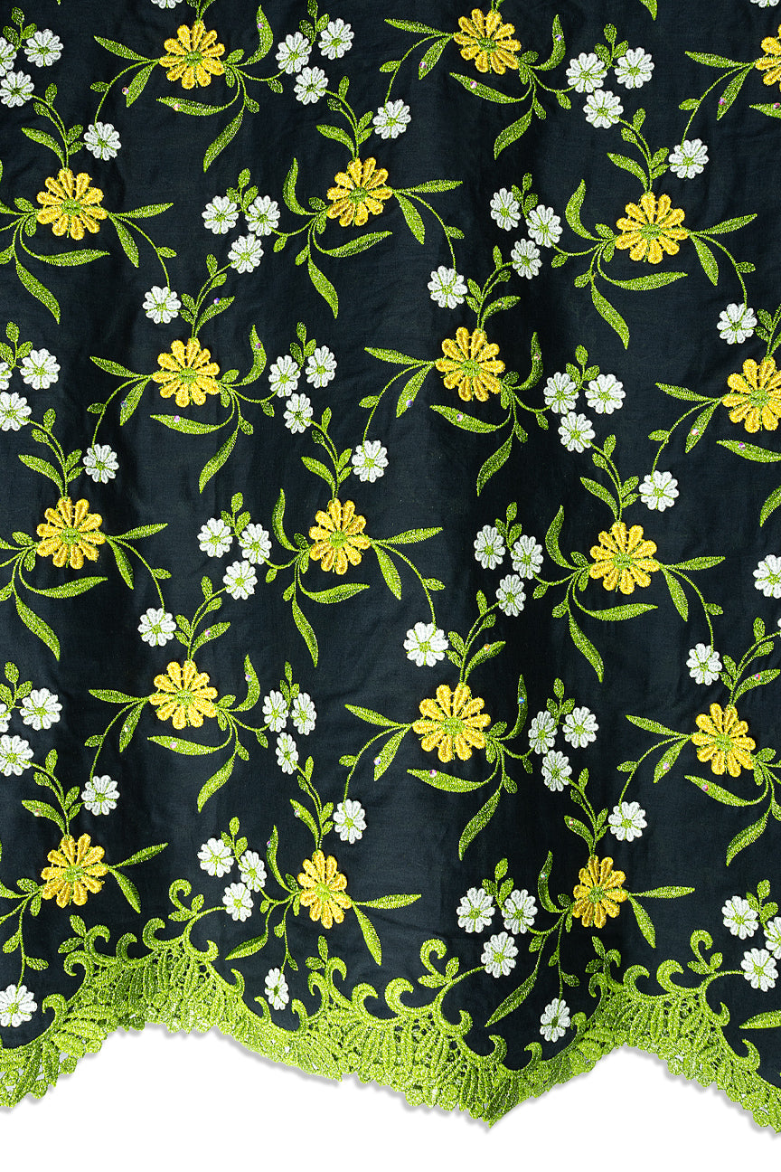 Celebrant Swiss Voile Lace - SWC086 -Black, Gold, White & Lime