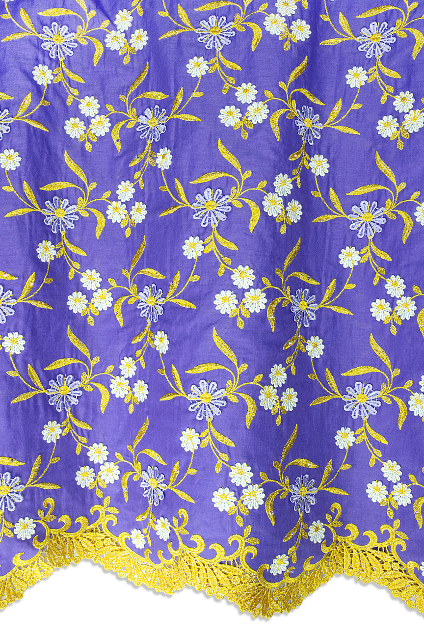 Celebrant Swiss Voile Lace - SWC086 - Purple, White & Gold