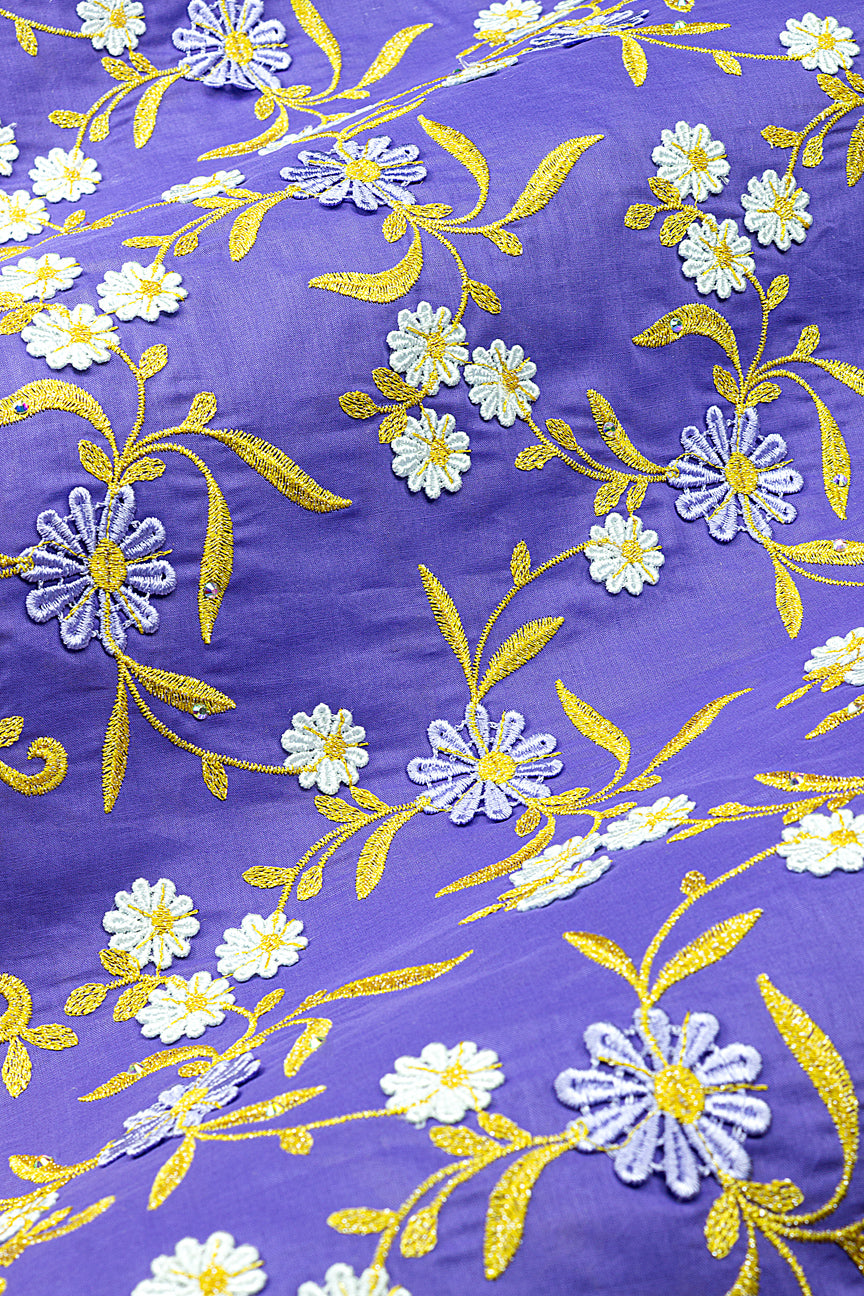 Celebrant Swiss Voile Lace - SWC086 - Purple, White & Gold