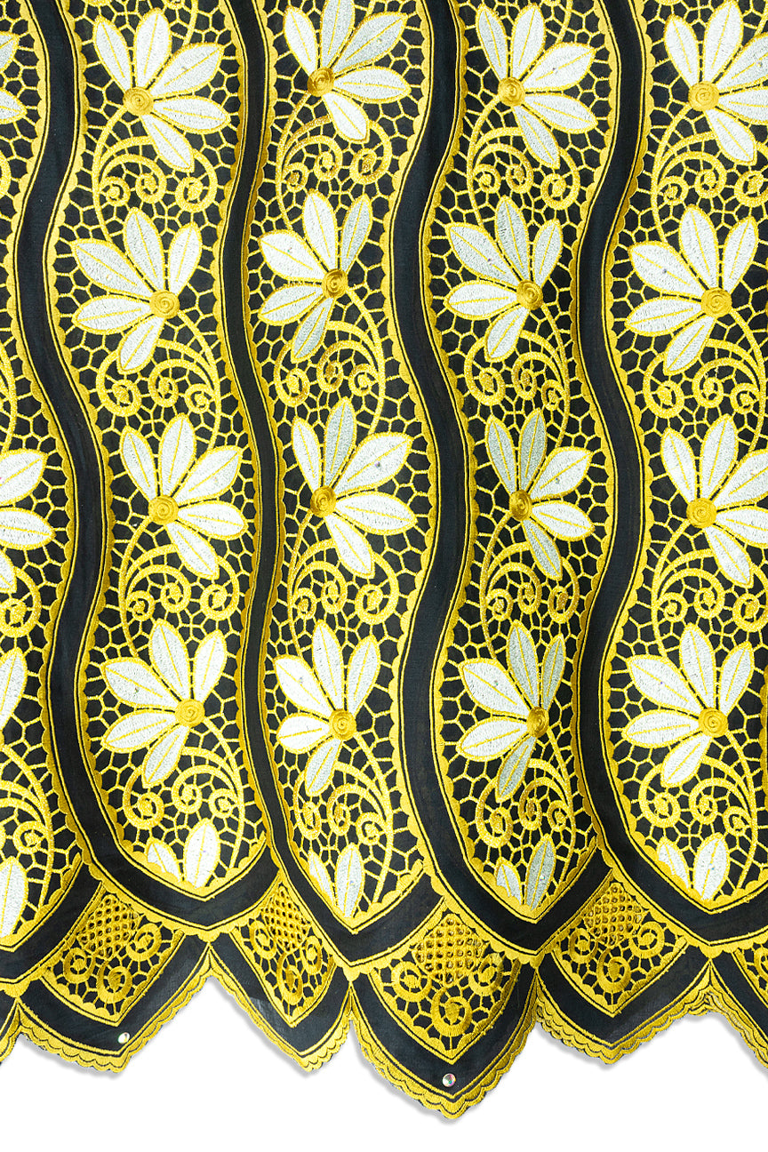 Celebrant Swiss Voile Lace - SWC084 - Black, Gold & White