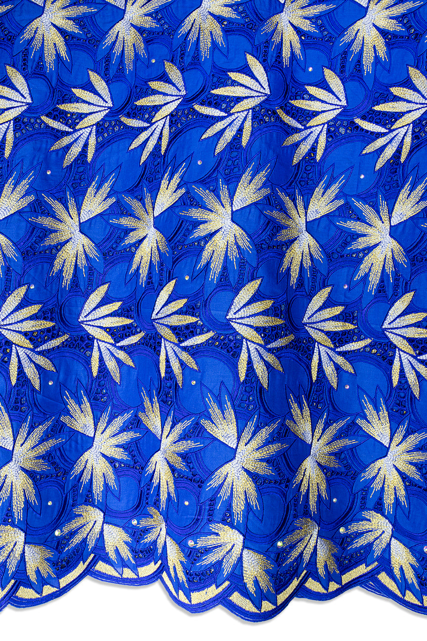 Celebrant Swiss Voile Lace - SWC088 - Royal Blue, White & Gold