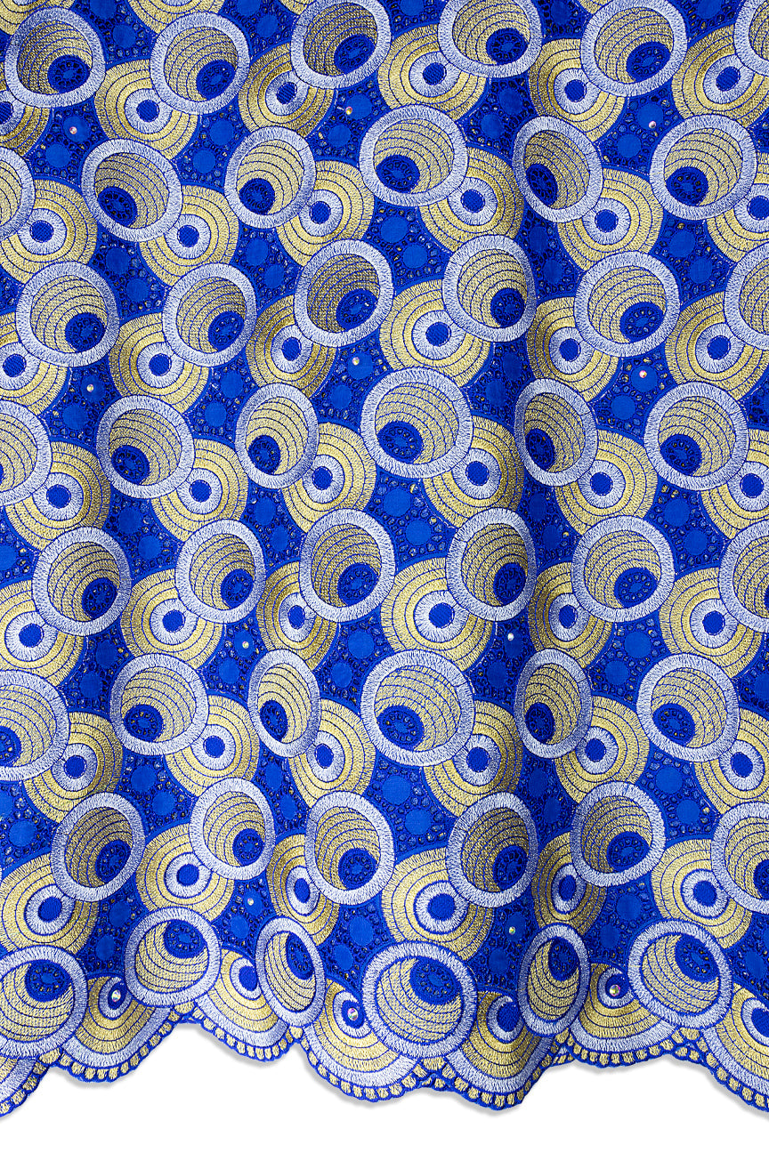 Celebrant Swiss Voile Lace - SWC089 - Royal Blue, White & Gold (Copy)