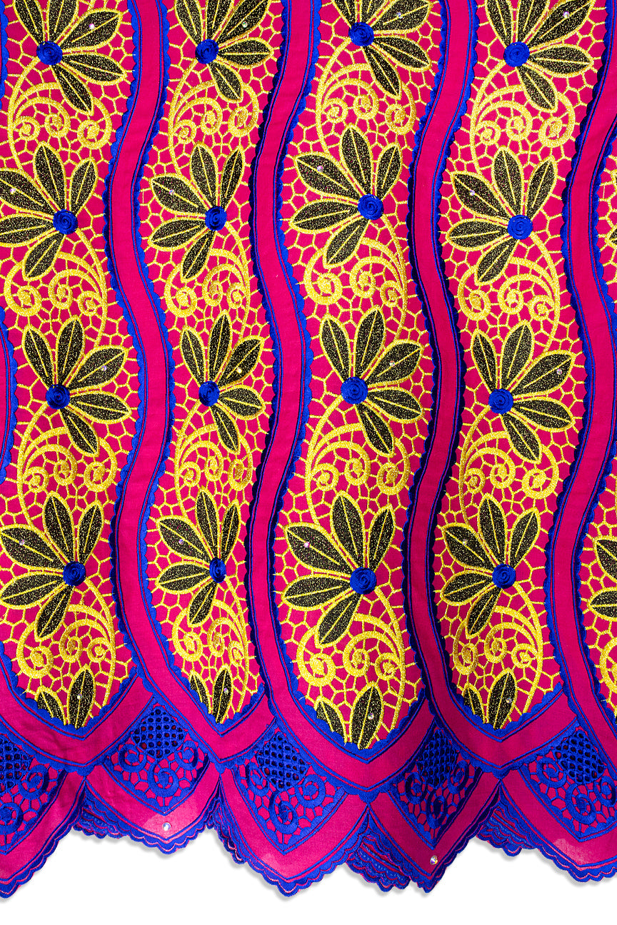 Celebrant Swiss Voile Lace - SWC084 - Purple, Deep Pink, Gold & Black