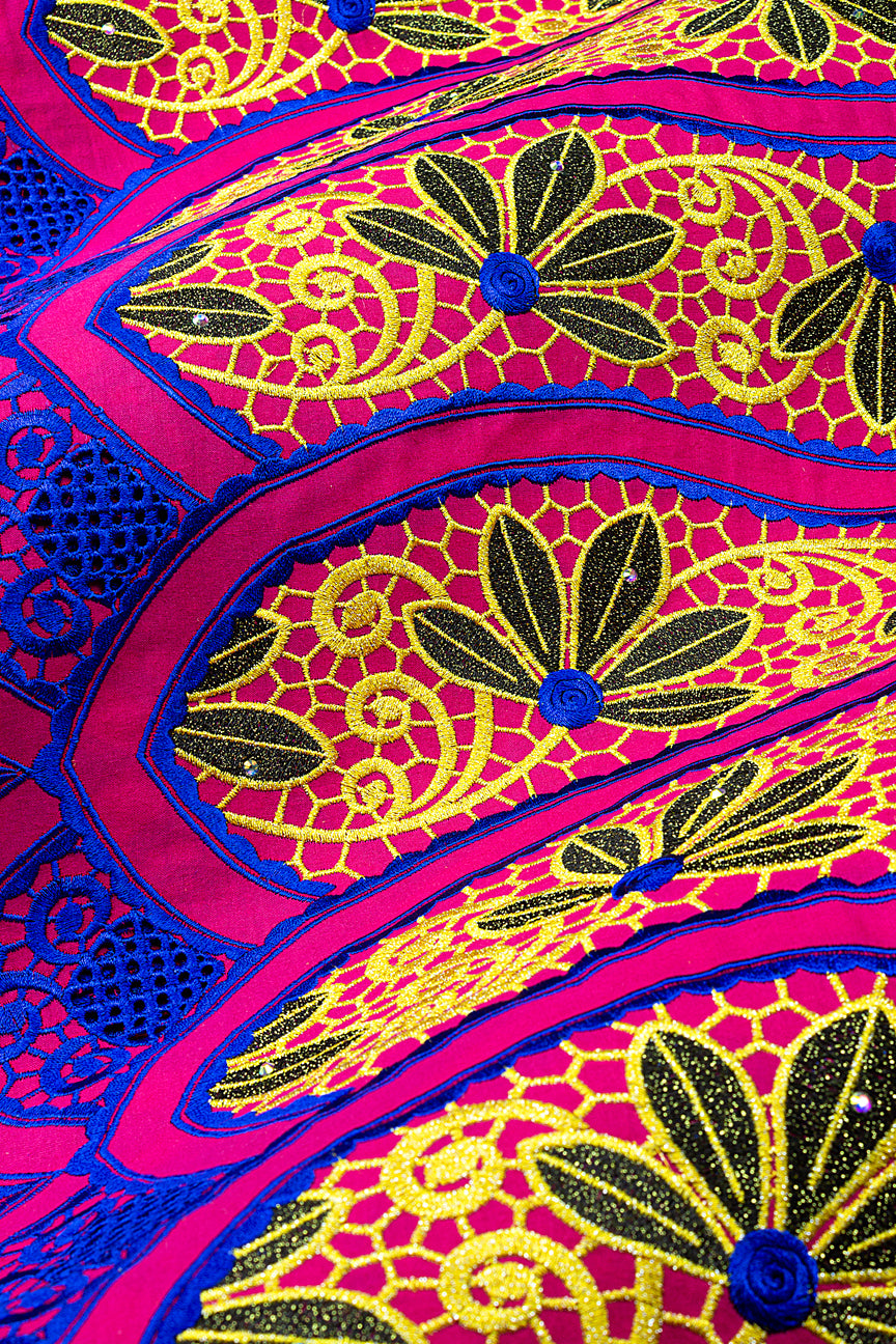 Celebrant Swiss Voile Lace - SWC084 - Purple, Deep Pink, Gold & Black