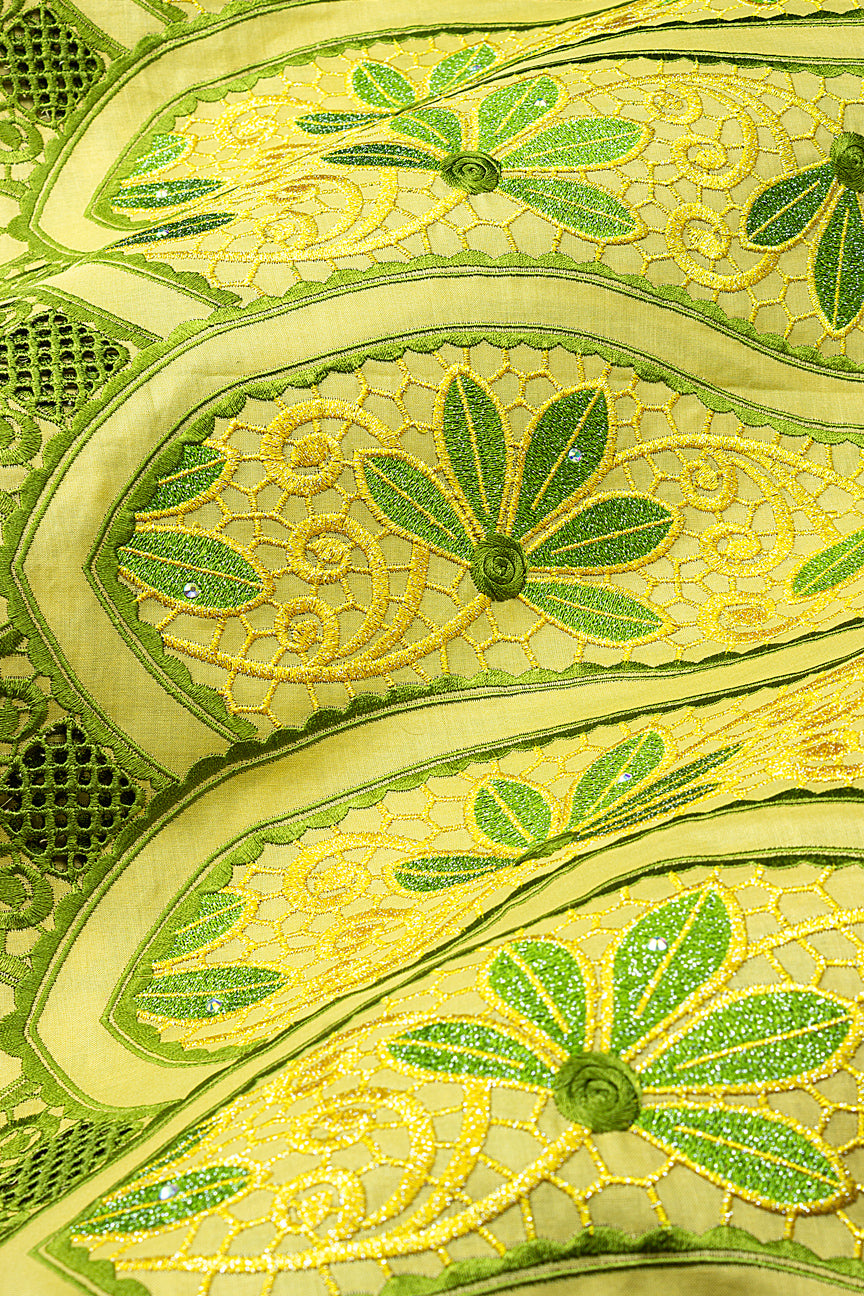 Celebrant Swiss Voile Lace - SWC084 - Gold & Green