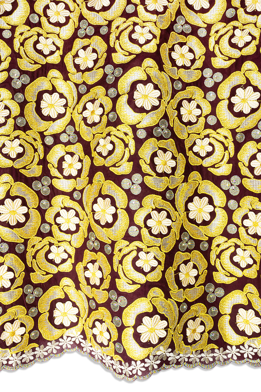 Celebrant Swiss Voile Lace - SWC085 - Burgundy, White & Gold