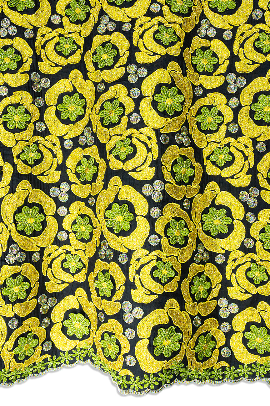 Celebrant Swiss Voile Lace - SWC085 - Black, Lime & Gold