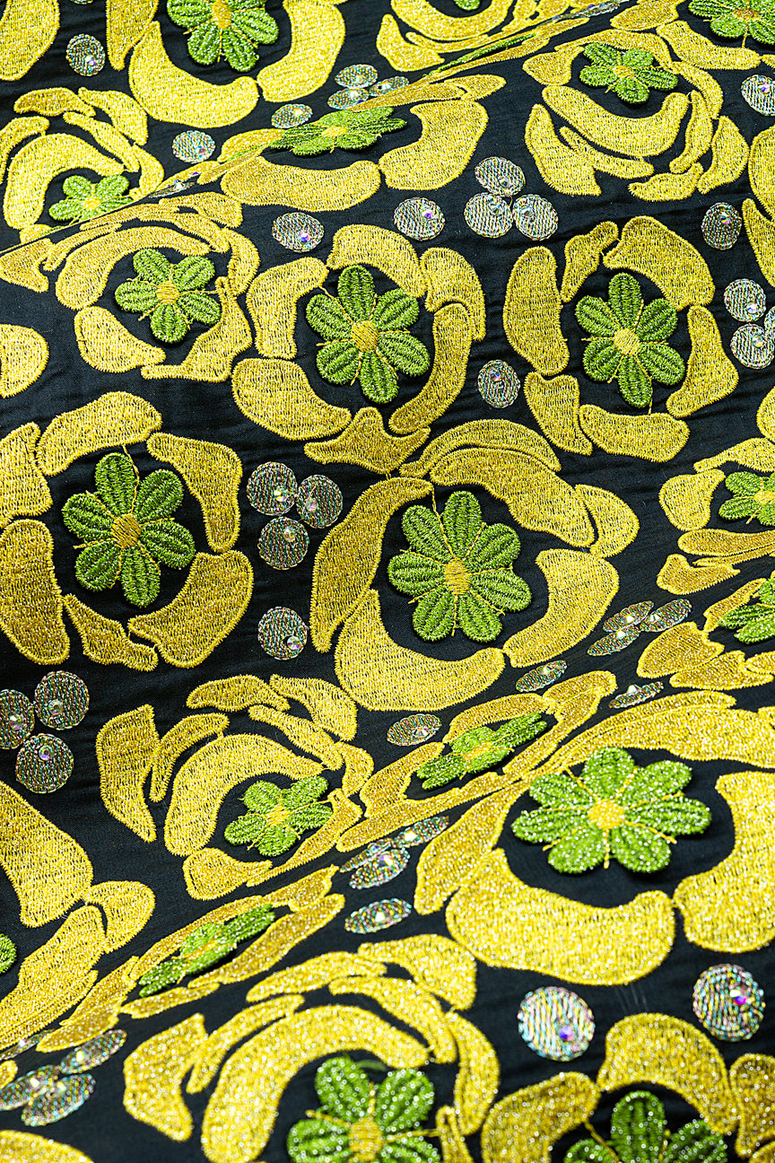 Celebrant Swiss Voile Lace - SWC085 - Black, Lime & Gold