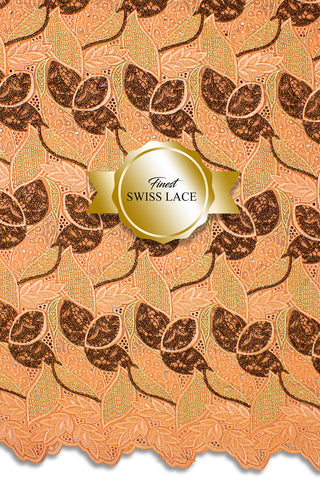 FSL601 - Stunning Fine Swiss Lace - Peach, Gold & Bronze