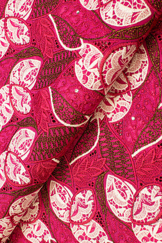 FSL601 - Stunning Fine Swiss Lace - Fuchsia Pink, Pearl White & Bronze