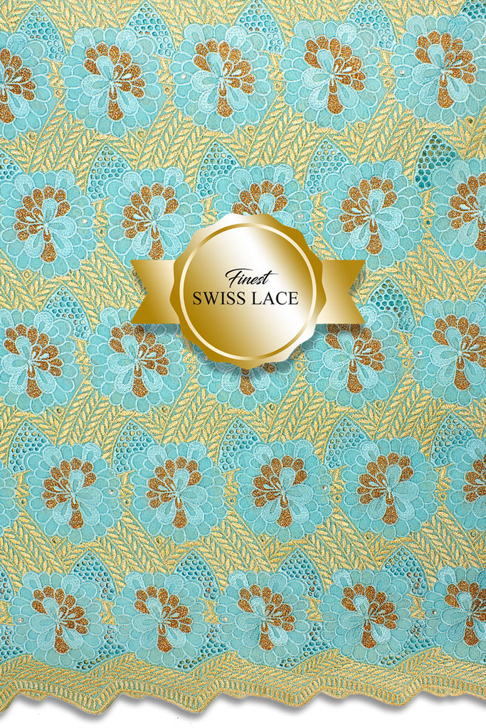 FSL603 - Stunning Fine Swiss Lace - Mint, Gold & Bronze