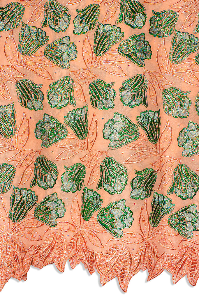 FSL731 - Stunning Fine Swiss Lace - Peach & Green