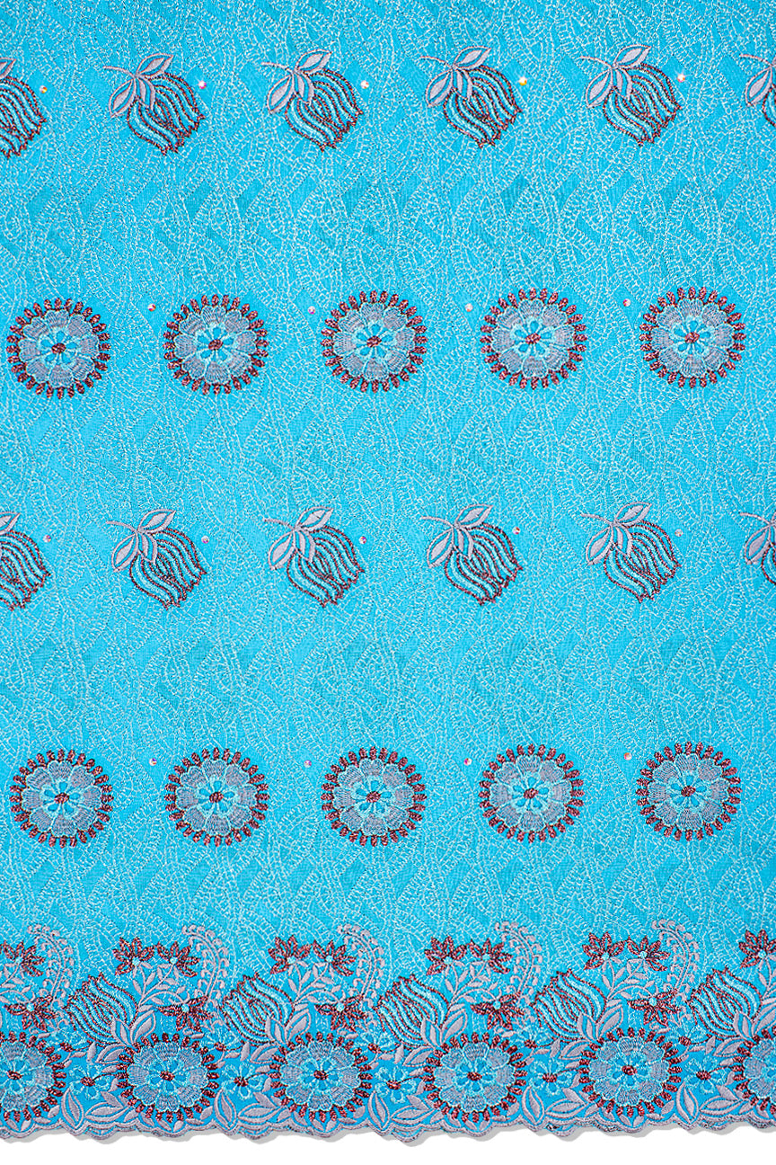 FSL646 - Stunning Fine Swiss Lace - Aqua Blue & Wine