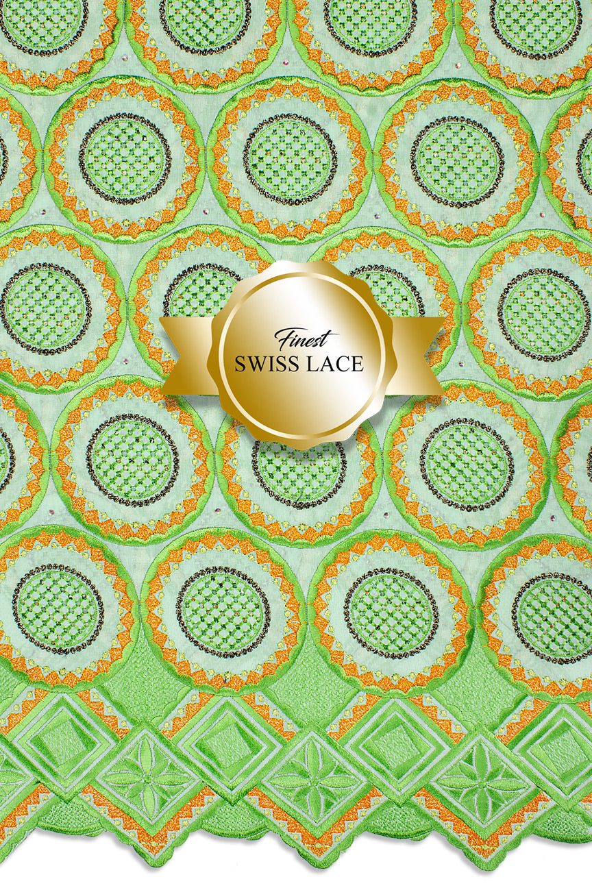 FSL690 - Stunning Fine Swiss Lace - Lime & Orange