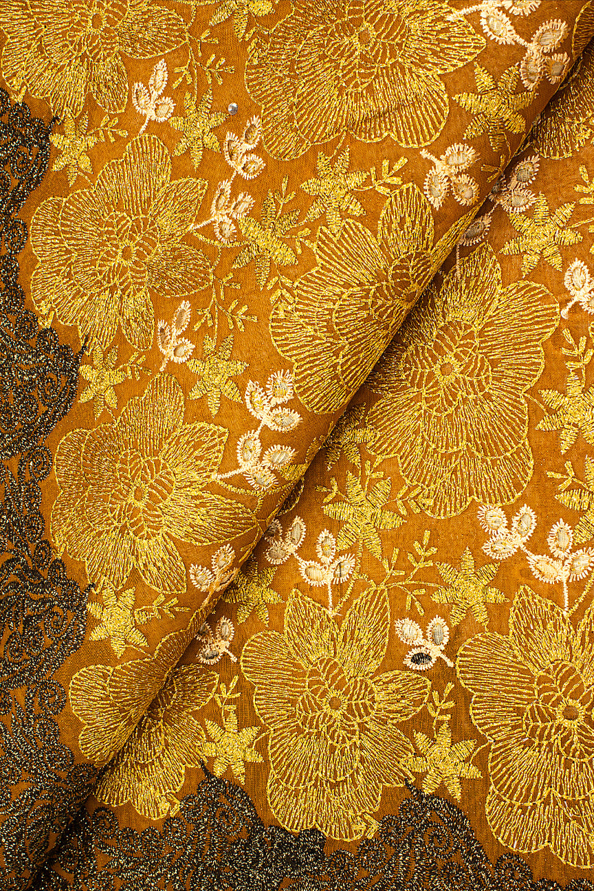 FSL611 - Double Sided Stunning Fine Lace - Yellow, Brown, Gold & Black