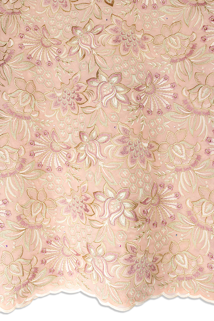 FSL806 - Stunning Fine Swiss Lace - Pink & Gold