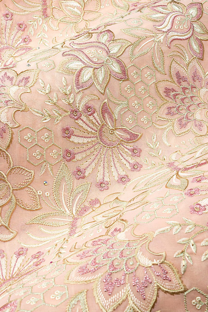 FSL806 - Stunning Fine Swiss Lace - Pink & Gold