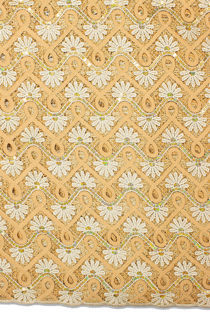 Sequence Guipure Lace - SGPL106 - Beige & Ivory