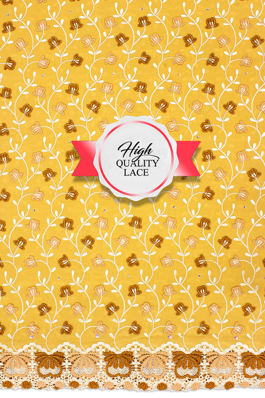 High Quality Lace - HQL1012 - Sunshine, Brown & Gold