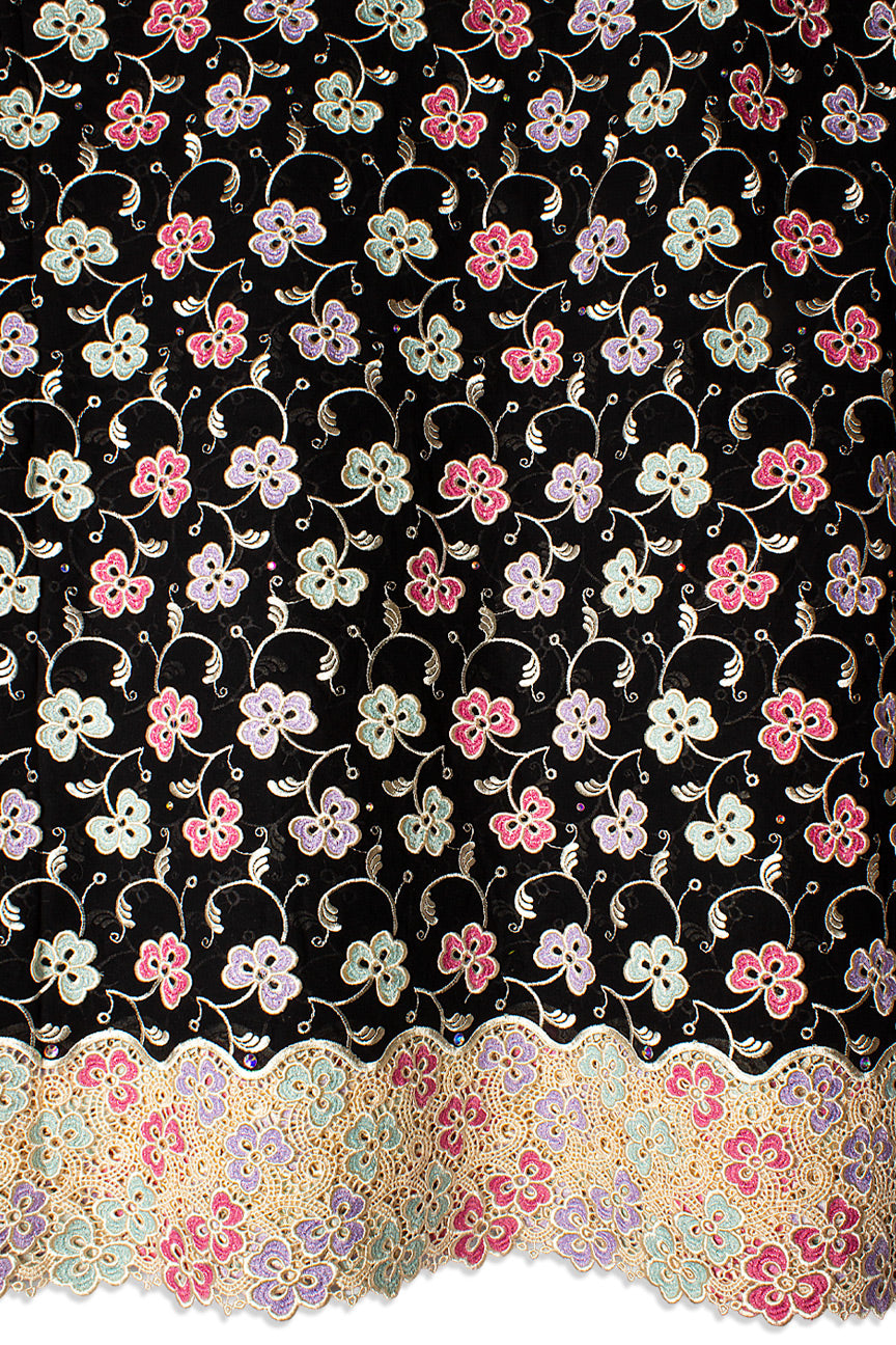 High Quality Lace - HQL1031 - Black, Pink & Lavender, Mint & Gold Floral