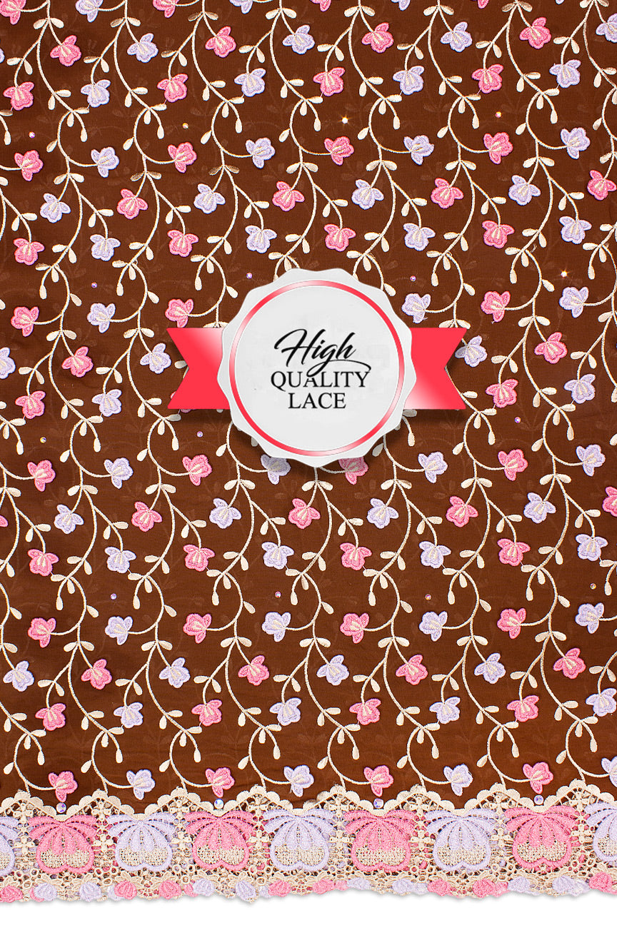 High Quality Lace - HQL1012 - Brown, Pink & Lavender