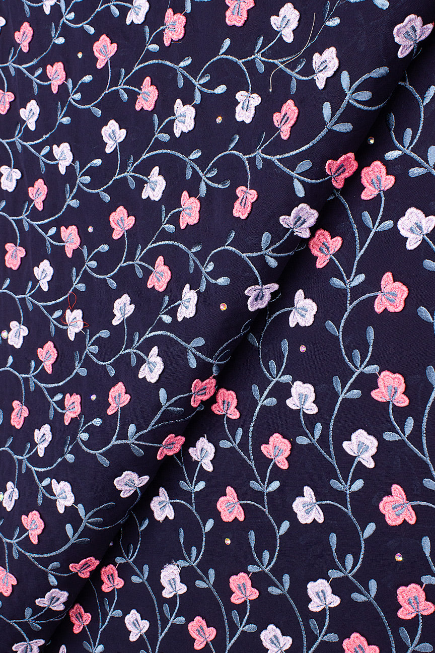 High Quality Lace - HQL1012 - Midnight Blue, Lavender & Pink