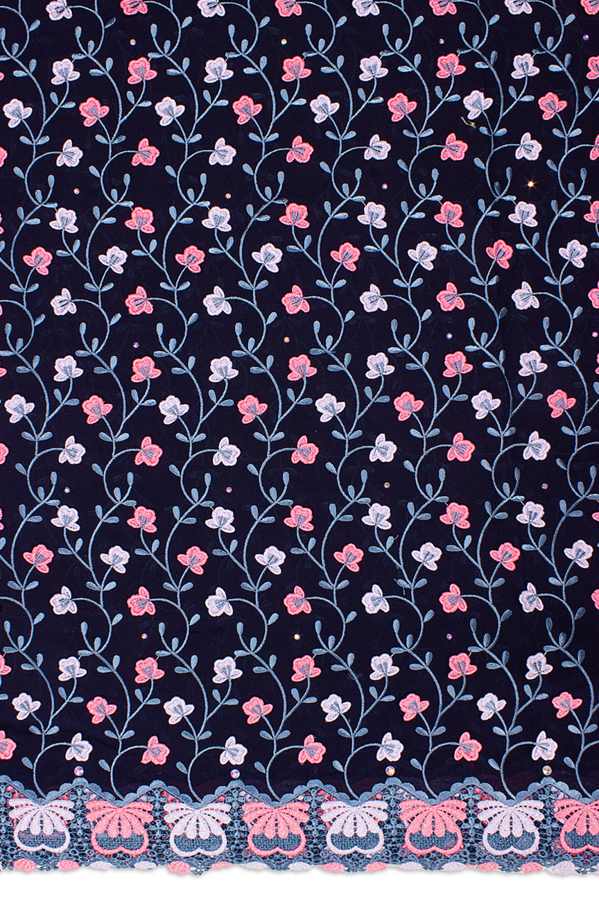 High Quality Lace - HQL1012 - Midnight Blue, Lavender & Pink